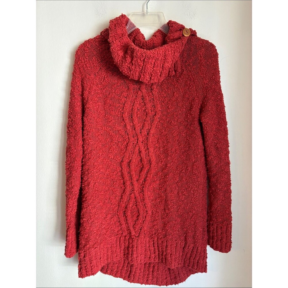 Anthropologie Moth Cozy Red Cable-Front textured Cowl Neck Sweater Women’s SM